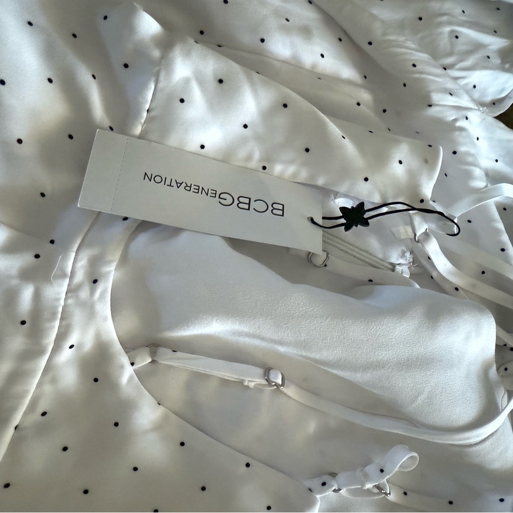 BCBGeneration Optic White Dress with Black Dots